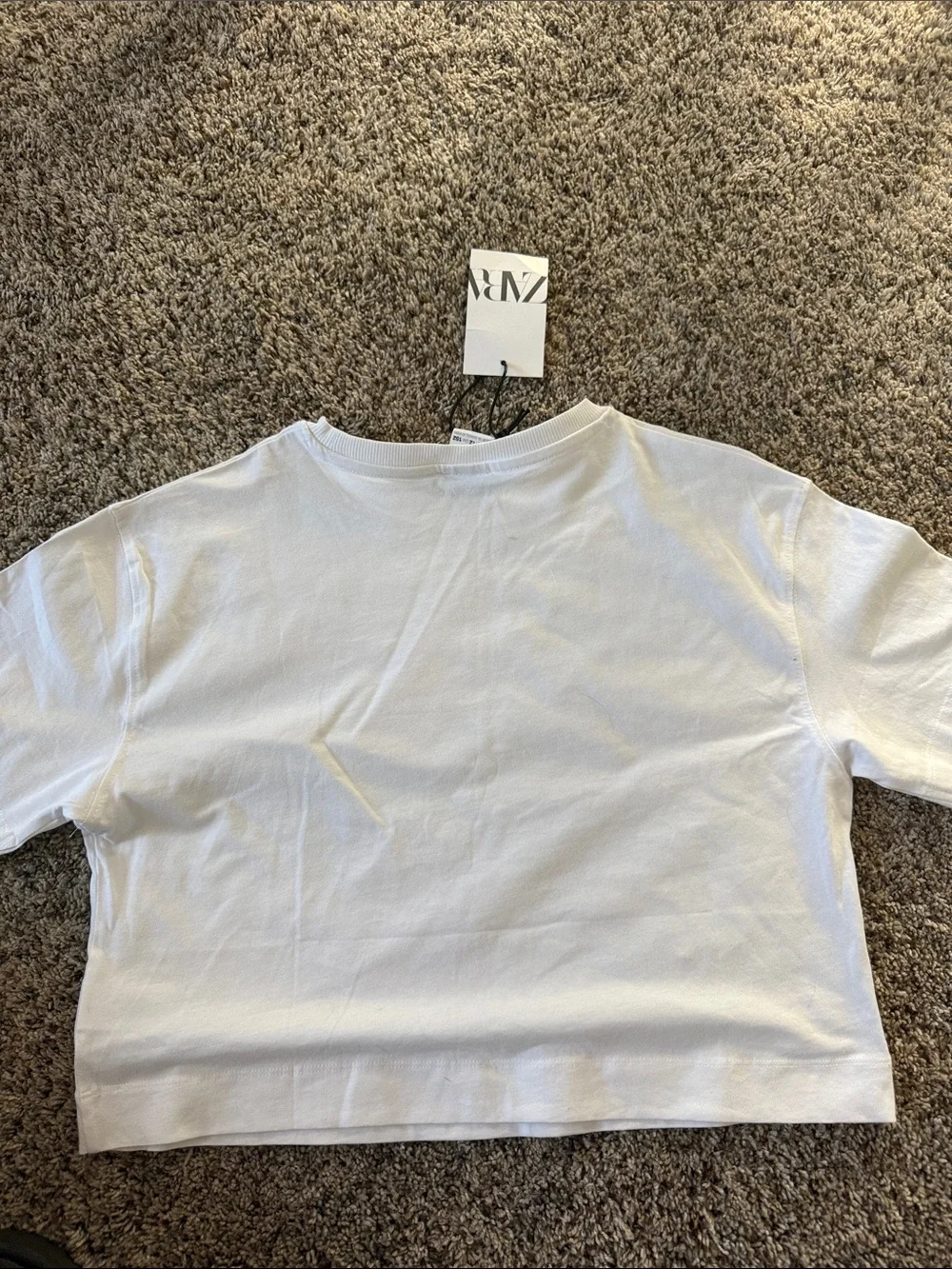 Zara White Tee with Pink Flamingo Tropical Graphic